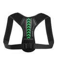 Anti camel sitting posture correction belt back support in black green arrow fish bone style with adjustable straps
