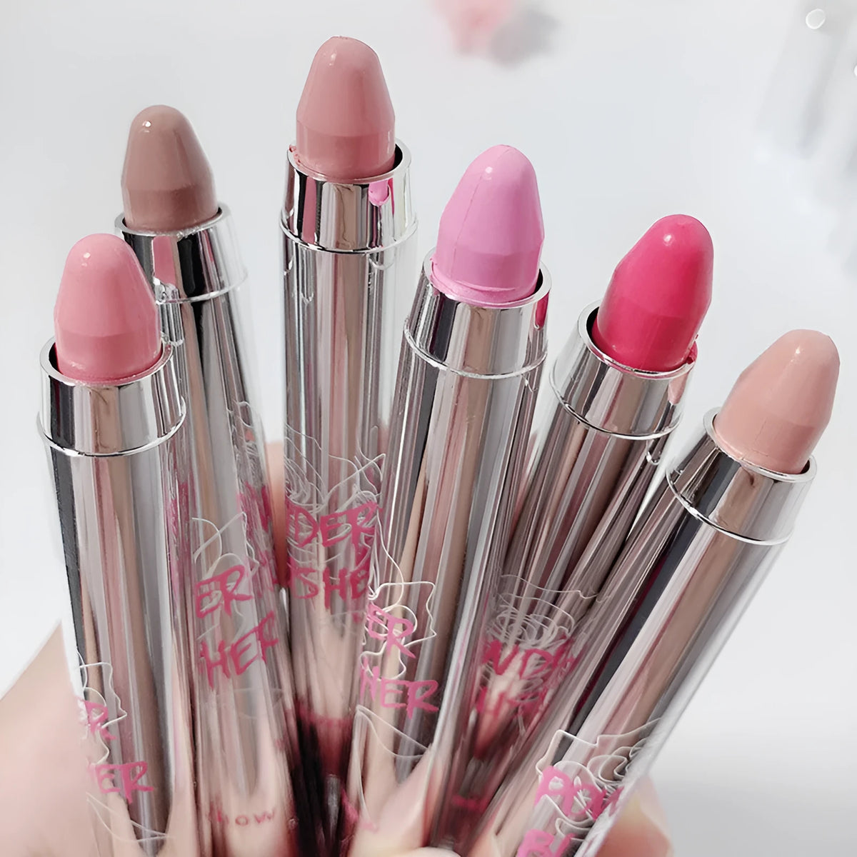 Cream blush stick for eyes and cheeks with matte finish, shown in six shades including Sweet Potato Milk Cream