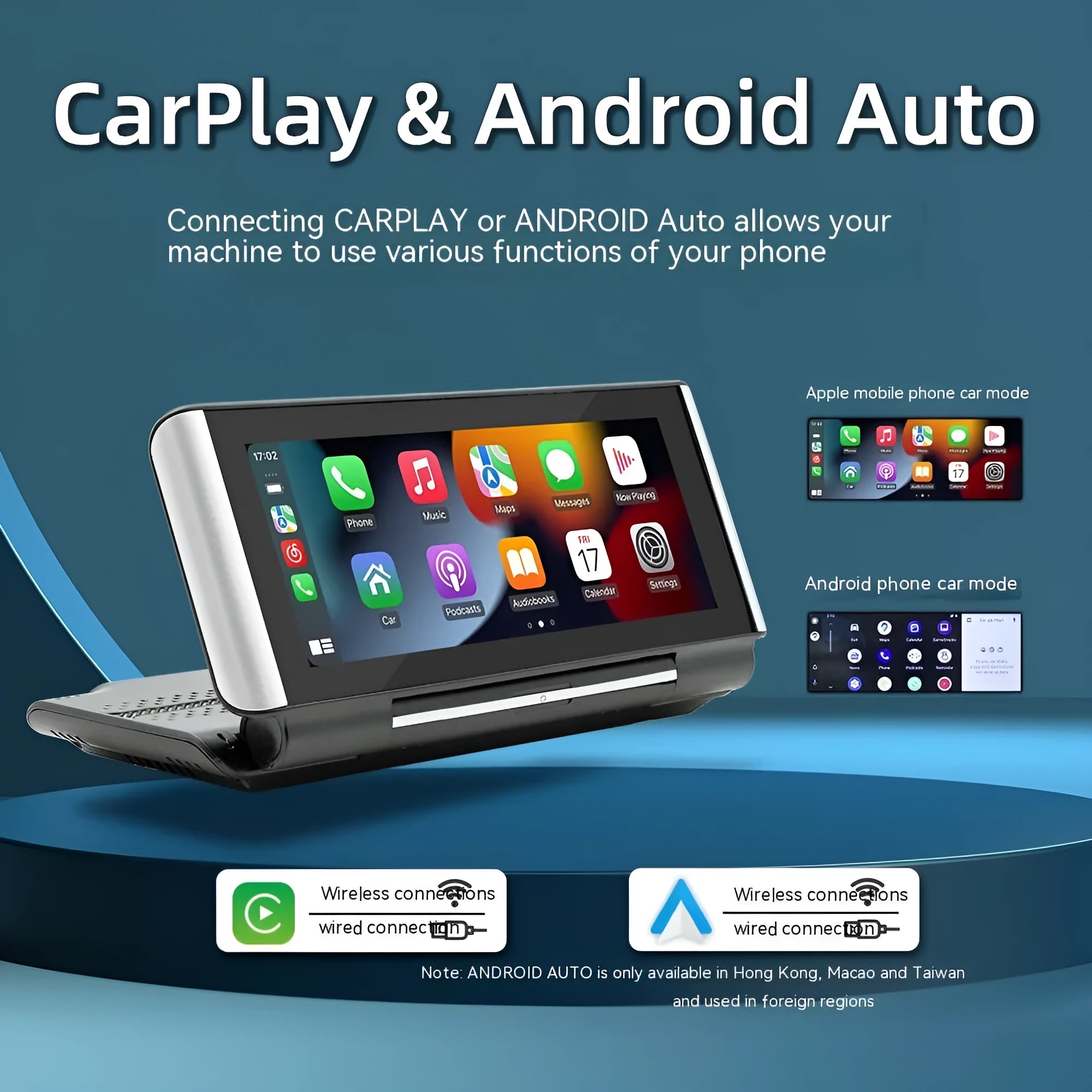 6.86 inch dashboard MP5 player with wireless CarPlay and rearview camera support