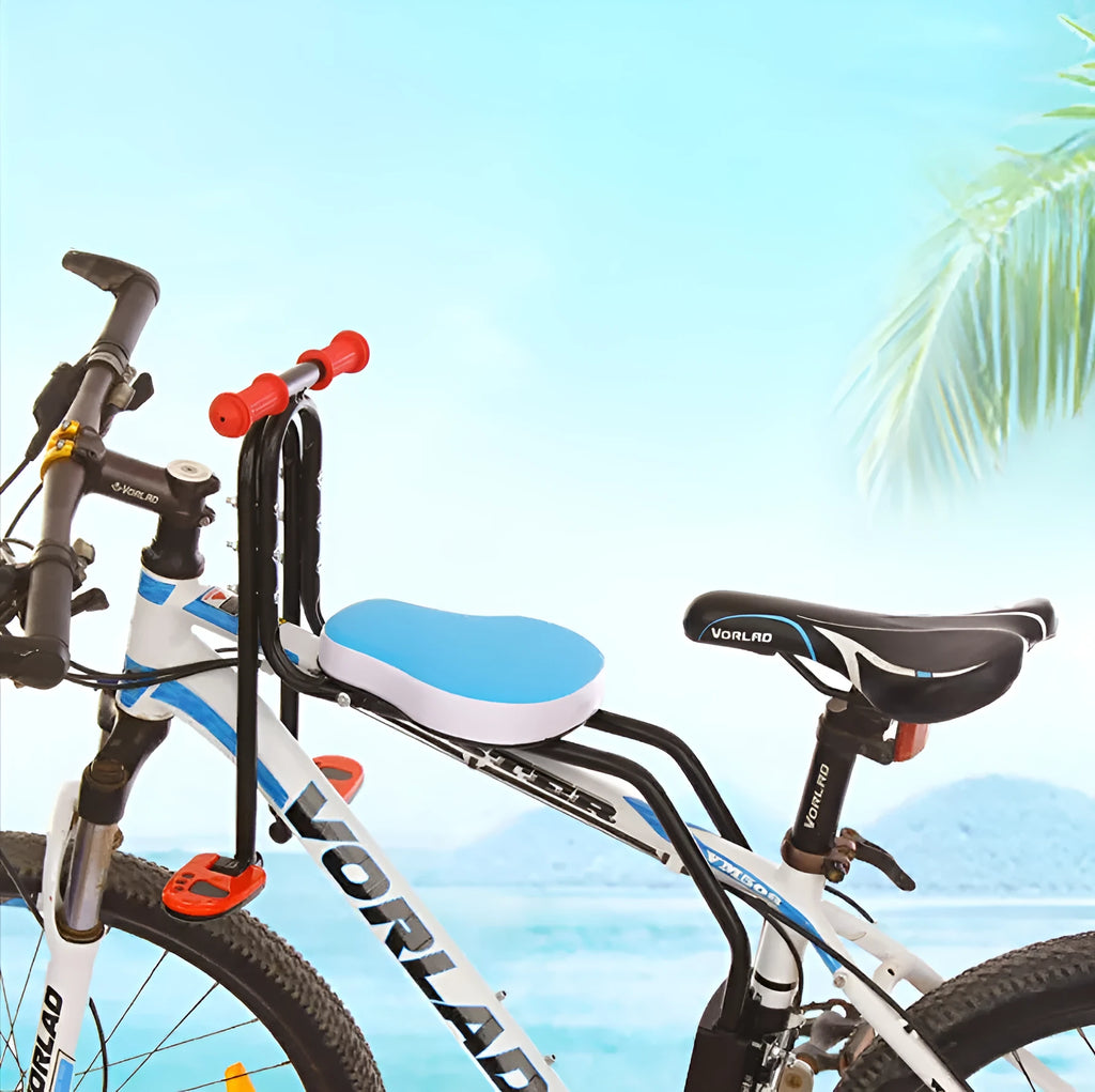 Child seat for bicycle and car made from steel pipe in black colour