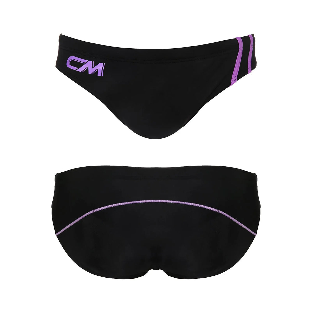 Men's nylon bikini swim trunks with printed pattern, available in five colours and sizes M to 3XL