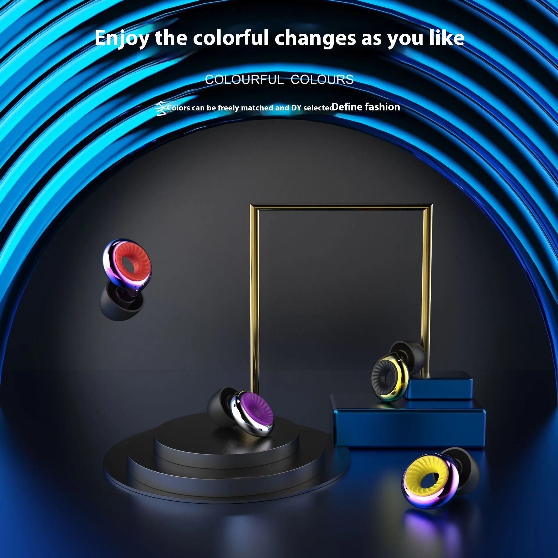 Set of silicone noise reduction earplugs in multiple colours with a storage box and spare ear caps.