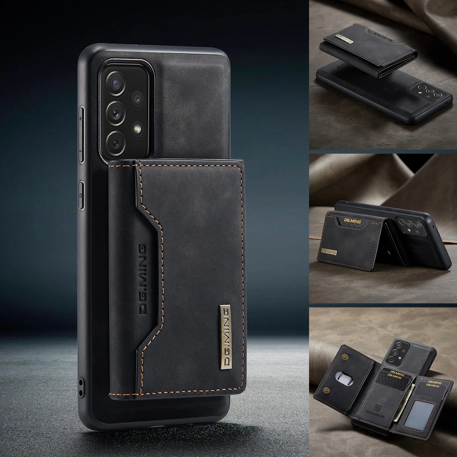 Anti-fall card-inserting PU leather protective case for Samsung Galaxy, wallet style with bracket and magnetic closure