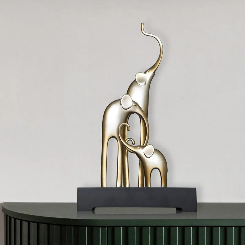 European style resin elephant decorative ornament in bright gold, rose gold, silver, or retro colour finish.
