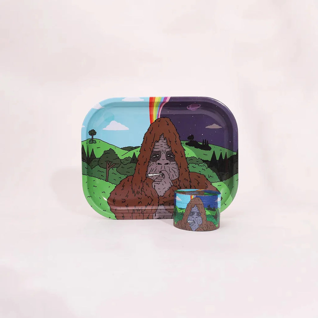 Aluminium alloy four-layer metal cigarette grinder and tray smoking set in Starry Bear colour