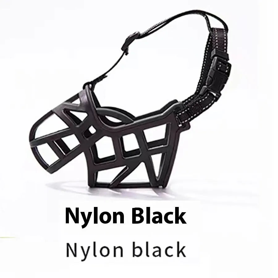 Upgraded dog mouth cover anti-bite muzzle in black for small medium and large dogs plastic construction size 1 to 6