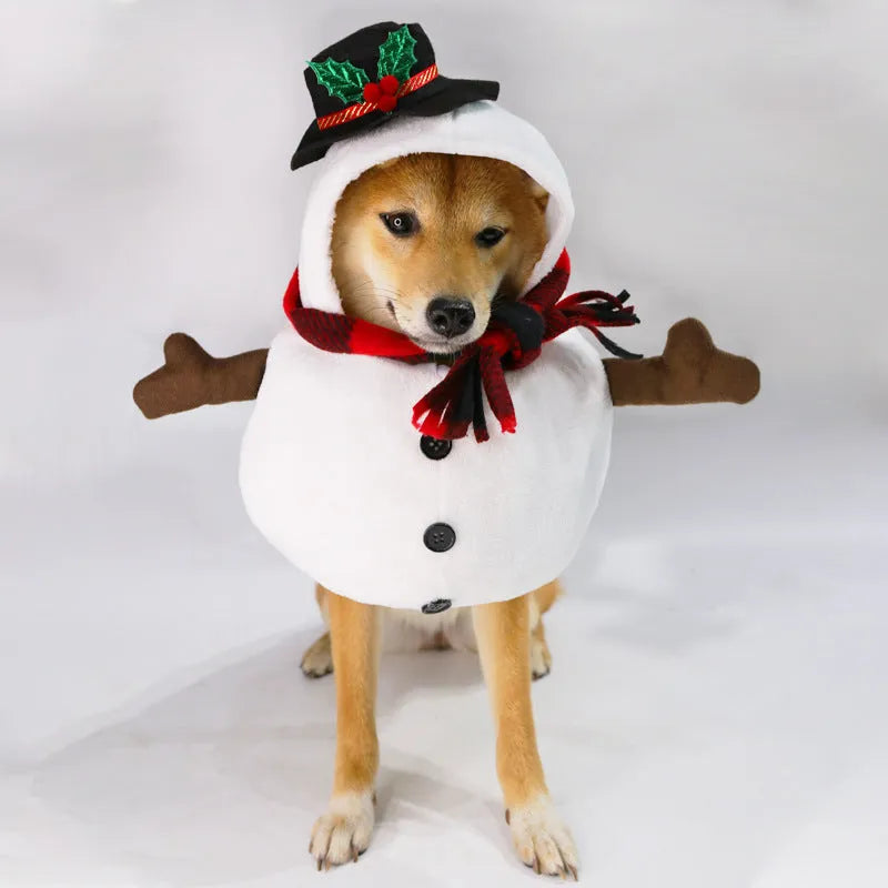 Christmas snowman costume outfit for dogs and cats in festive design with polyester fabric