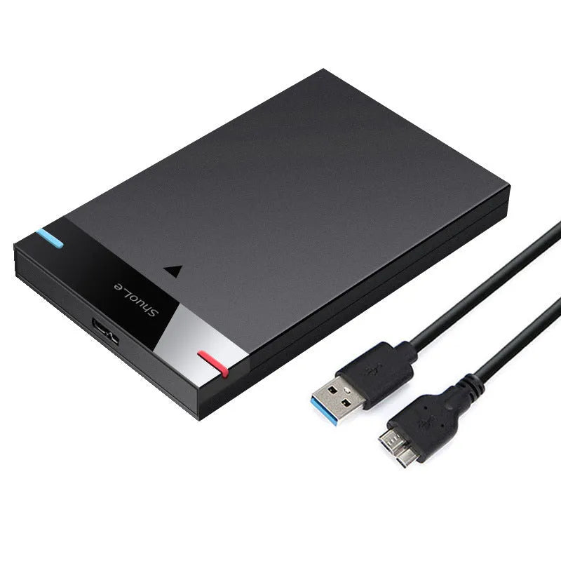 USB 3.0 2.5-inch SATA external hard disk enclosure in black, PC ABS casing, size 125x79x13 mm
