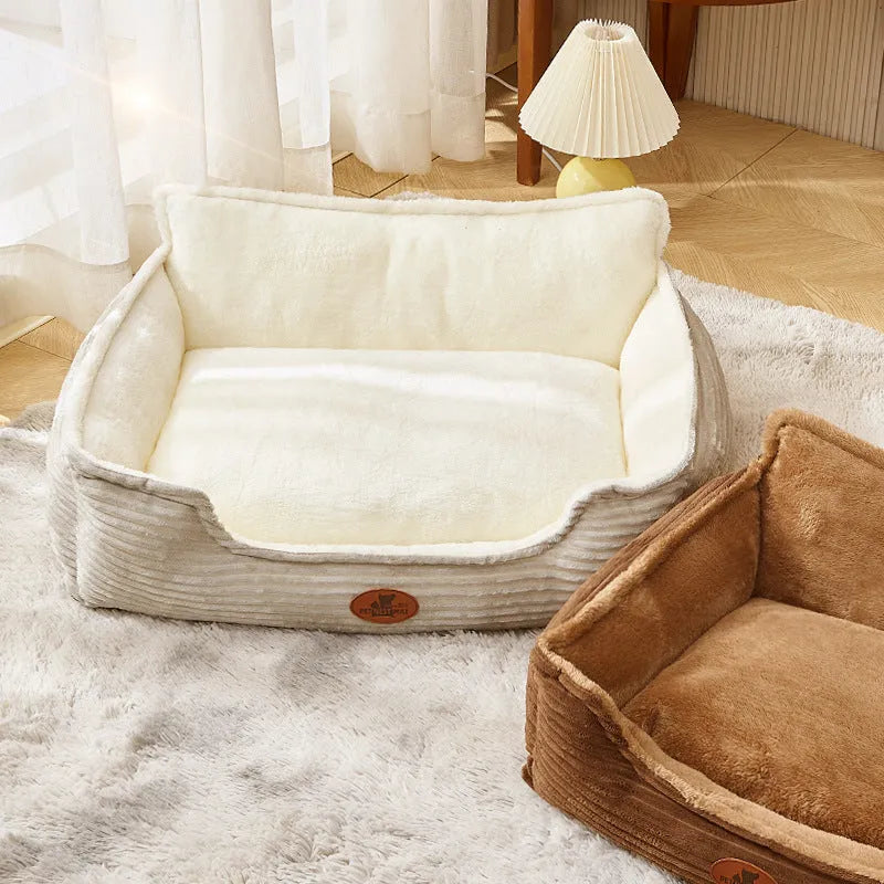 Universal kennel for small medium dogs with removable washable cover in Coffee colour on soft cushion
