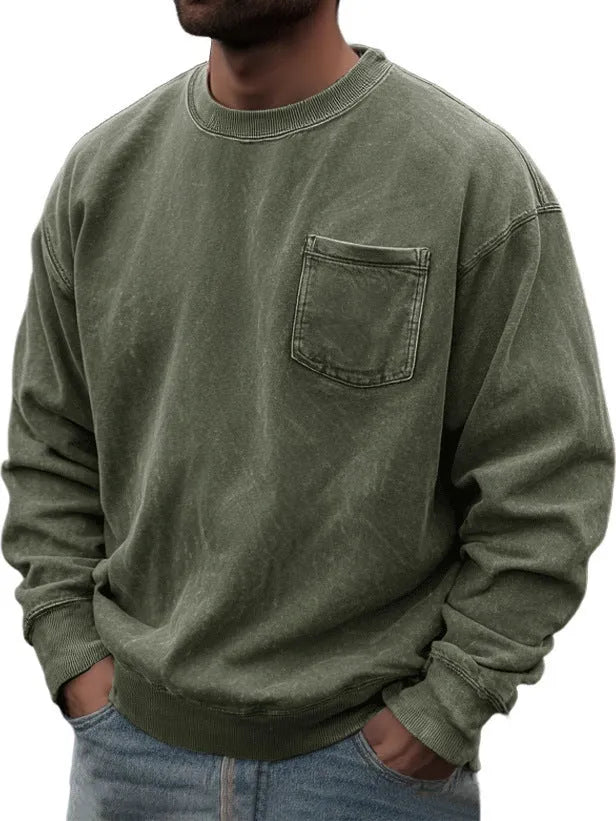 Men's pullover round neck long sleeve sweater in polyester, available in multiple colours, size S to 5XL