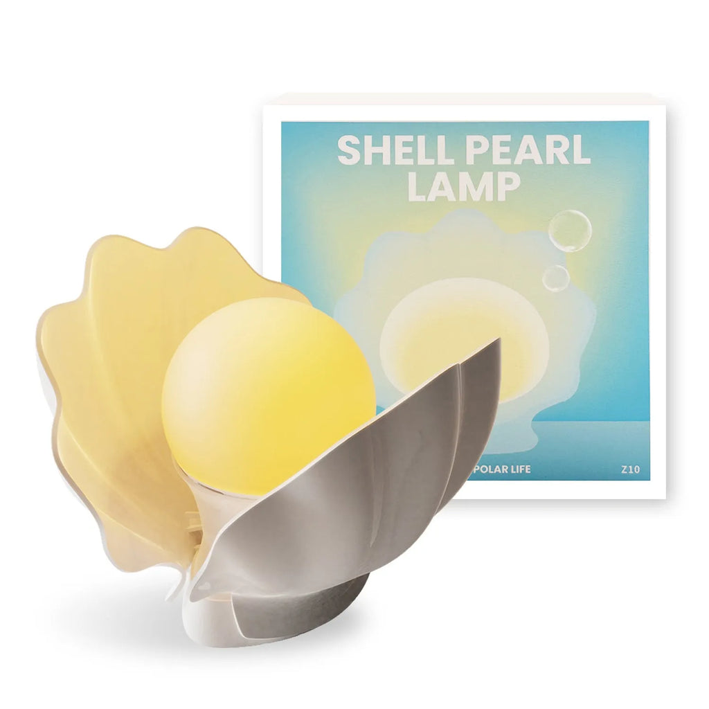 Shell pearl coloured silicone pat induction night light with power storage, disk shape 140x145x160 mm