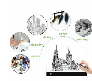 Three-speed dimming A4 LED cartoon transparent copy table drawing board with USB cable