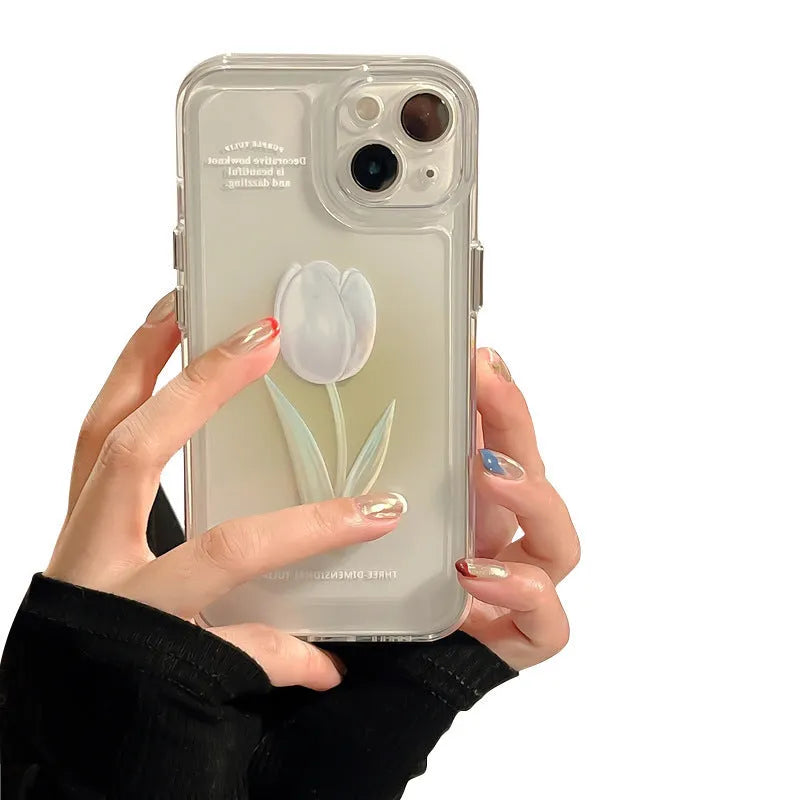 Tulip all-inclusive TPU phone case for Apple iPhone in gradient rose colour, shockproof and anti-fall design