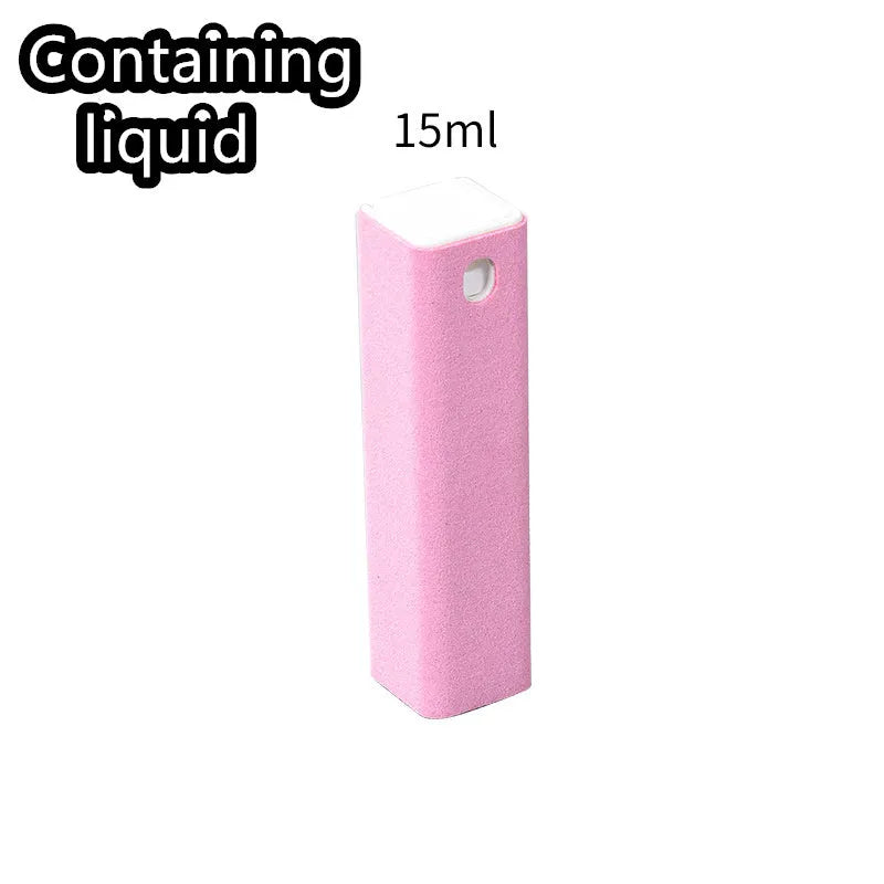 Blue square tube 15ml spray bottle with integrated fibre fleece wiper for cleaning phone and tablet screens.