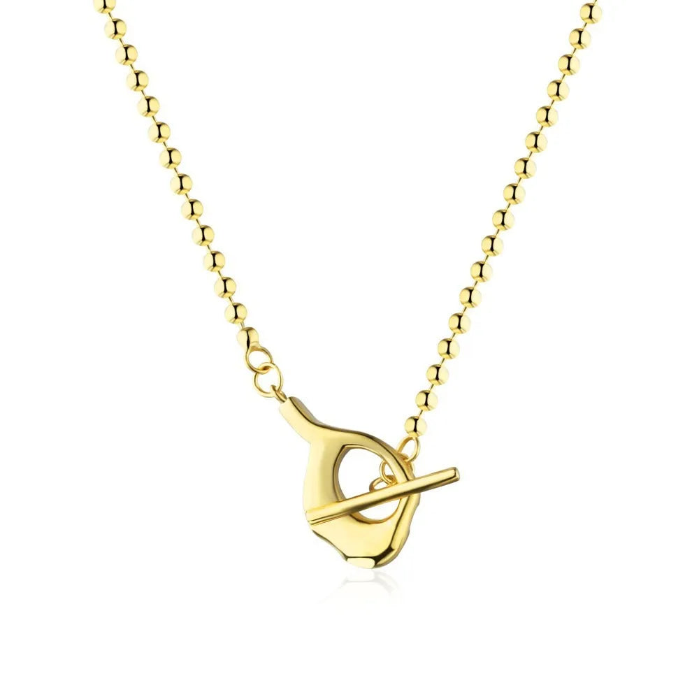 925 silver round bead clavicle chain necklace for women electroplated finish silver tone
