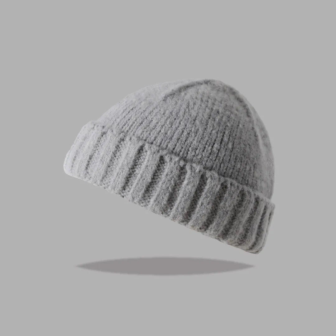 Acrylic knitted beanie hat women dome crown elastic cap circumference 56-59cm twelve colours including black beige and navy blue