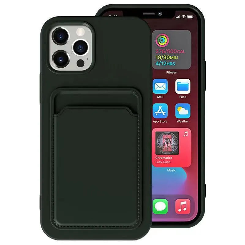 TPU liquid phone case with card fine hole for Apple iPhone in black