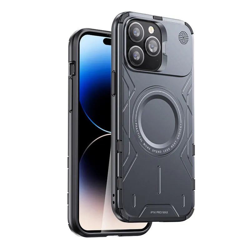 Magnetic aluminium alloy iPhone case in Star Grey with matte finish for iPhone 14 and 15 series