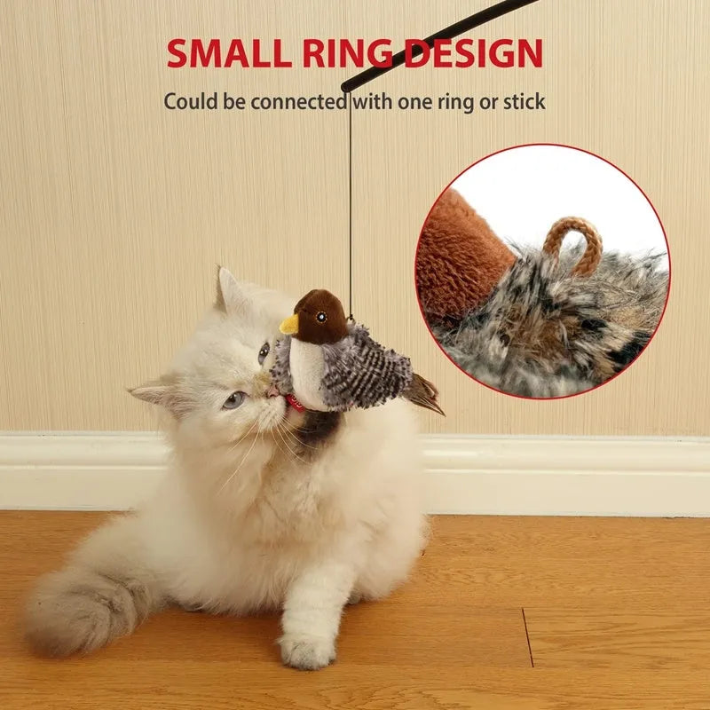 Interactive cat toy electric squeaky simulation bird plush with feather catnip for kittens