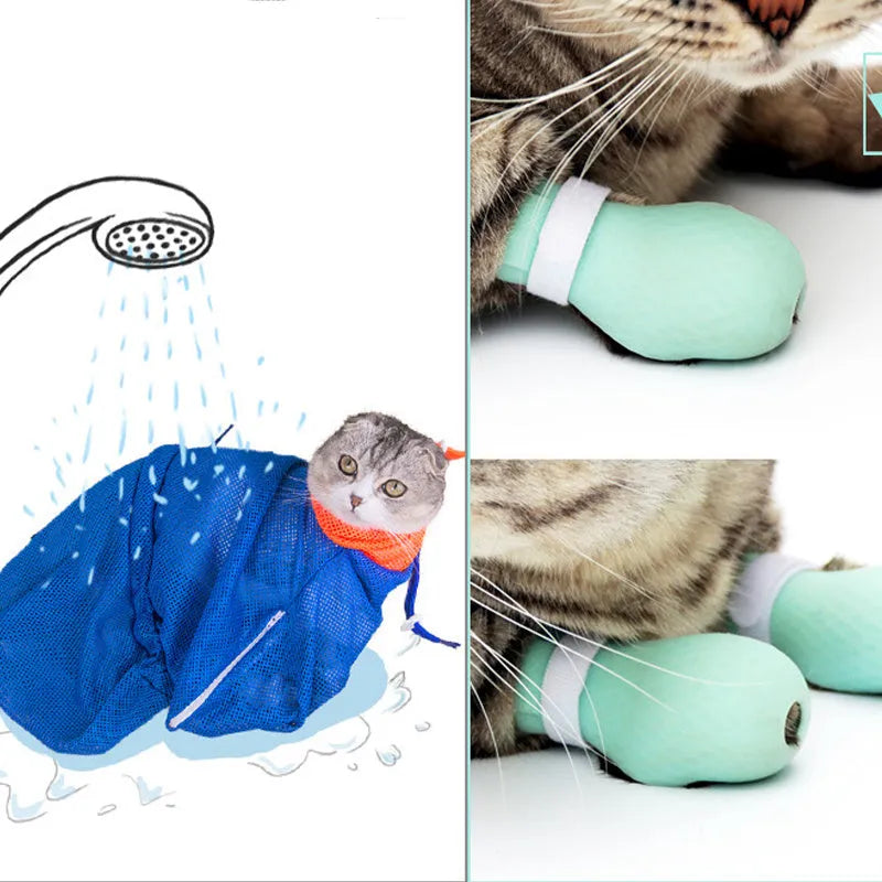 Green silicone cat paw scratch protection gloves set of 4 pieces