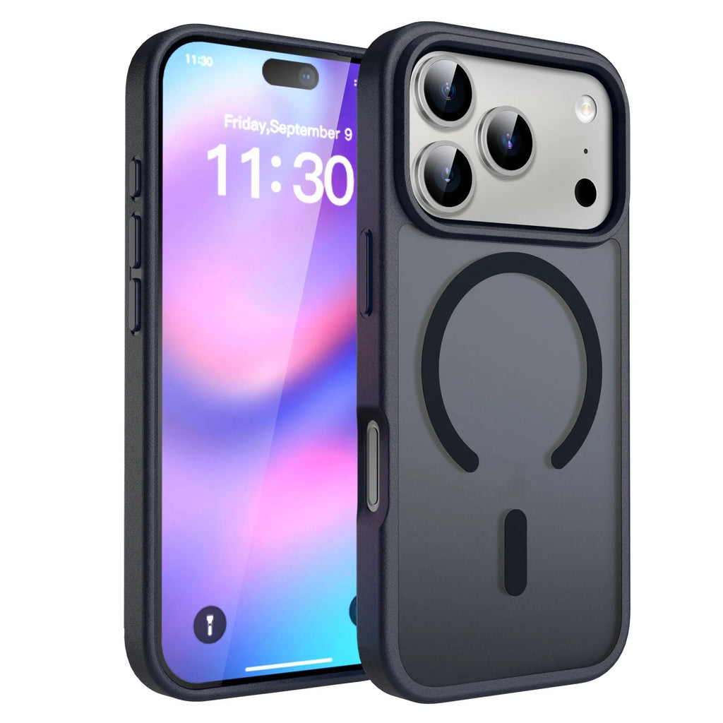 Frosted two-in-one anti-drop phone shell for Apple iPhone 16 and 17 series in black