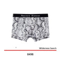 Men's thin loose boxer shorts in black, grey, or brown polyester fabric.
