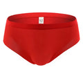 Men's seamless ice silk underwear, thin mid-waist brief, 92% nylon, plain pattern, available in 8 colours and sizes S-XL.
