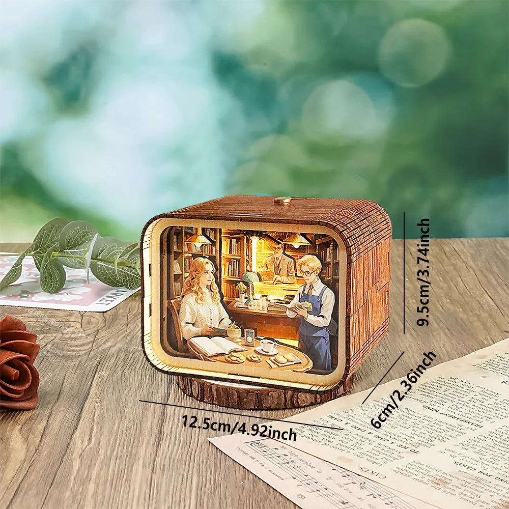 3D wooden carved night light bedside ornament in American style with carved detail