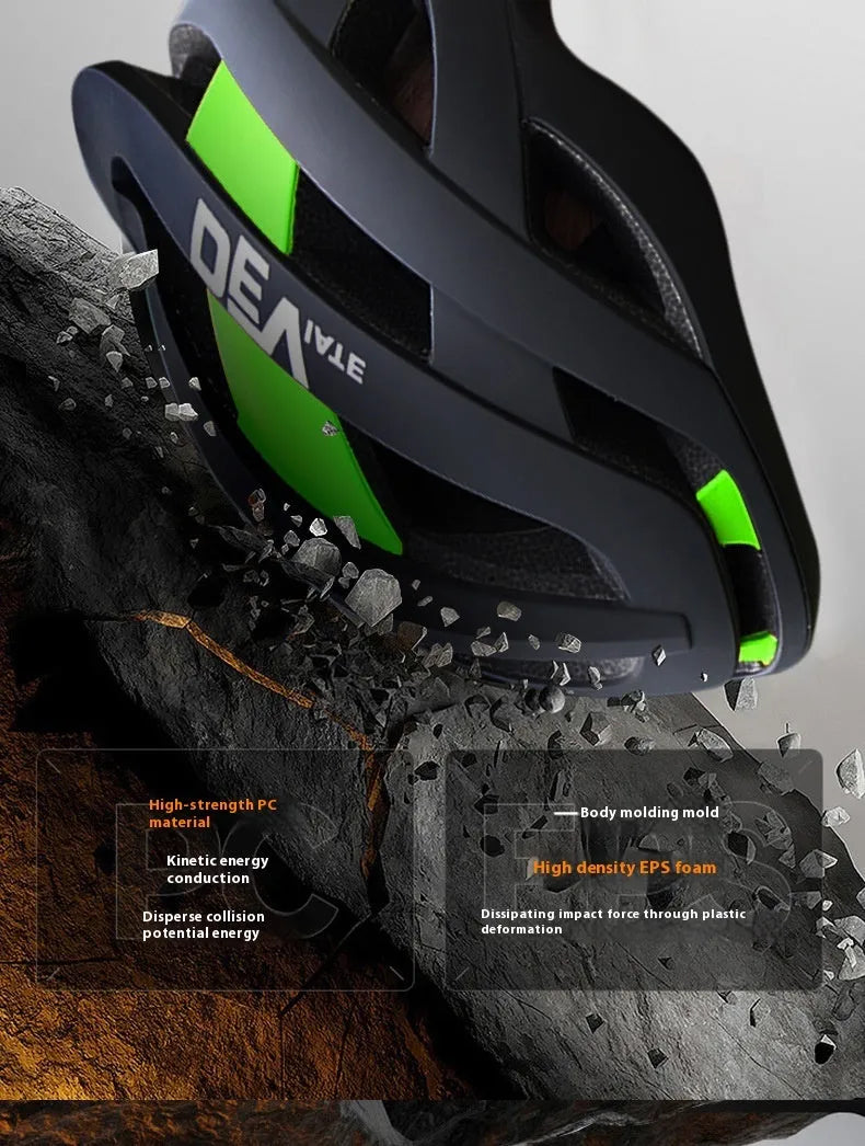 Adult unisex mountain bike helmet with integrated fly net in matte black with coloured artistic graphics