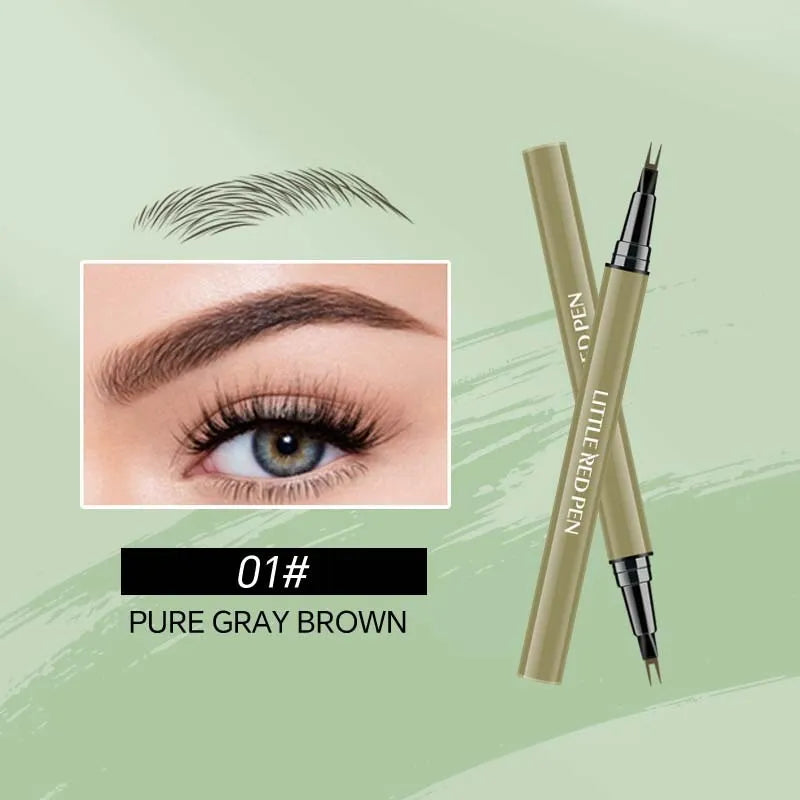 Two fork waterproof eyebrow pencil and liquid eyeliner pen in black and brown shades for precise brows