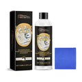 Car headlight repair polishing suit with 100ml care solution bottle and microfibre towel on a work surface