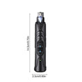 Lighted dog nail grinder with LED, two-speed rechargeable, black ABS, 14.5 cm length