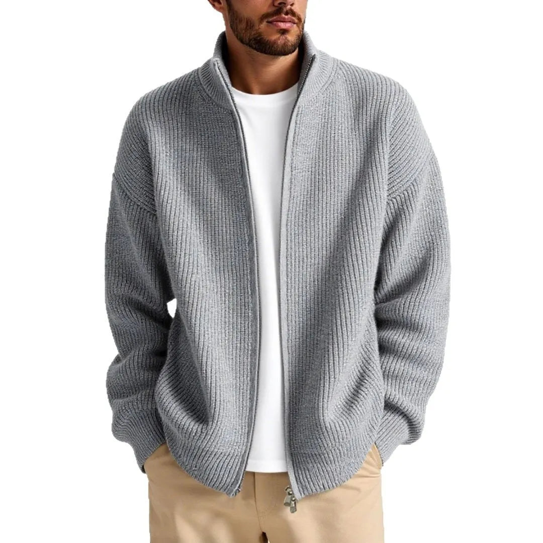 Men's loose fit cardigan sweater coat in acrylic blend fabric available in multiple colours