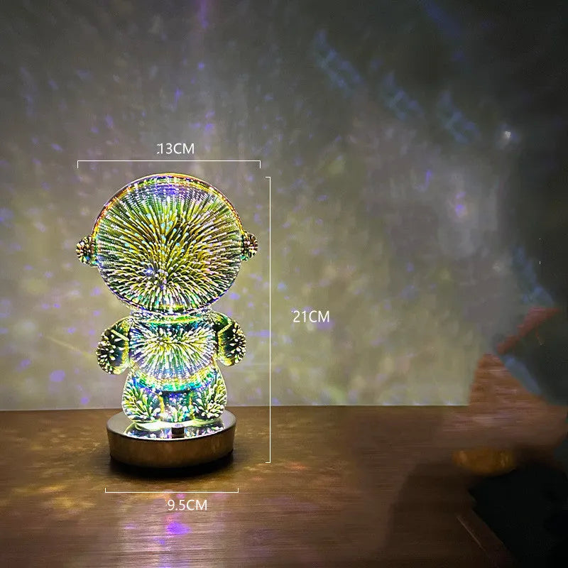 Fireworks astronaut 3D stereo astronaut touch control table lamp with glass shade and USB charging