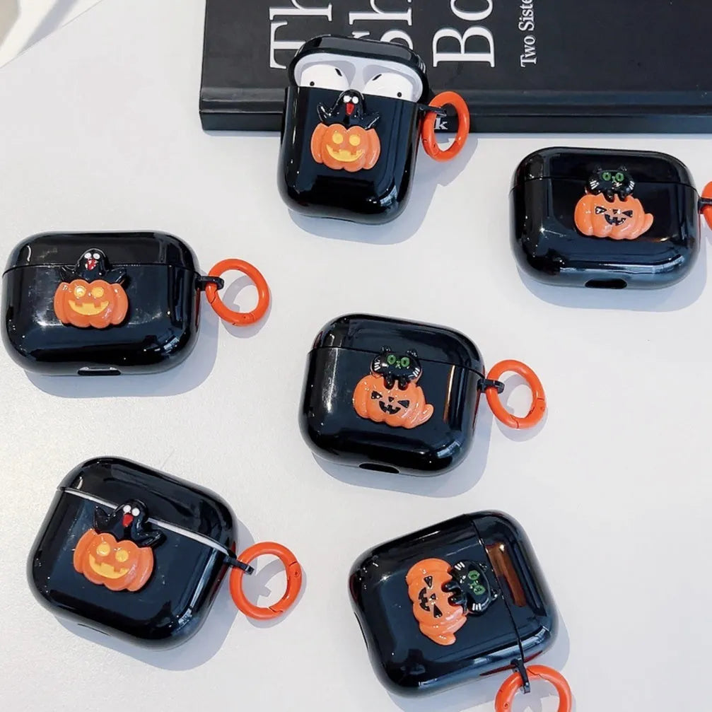 Halloween TPU protective case for Apple AirPods showing a ghost pumpkin design on a white background