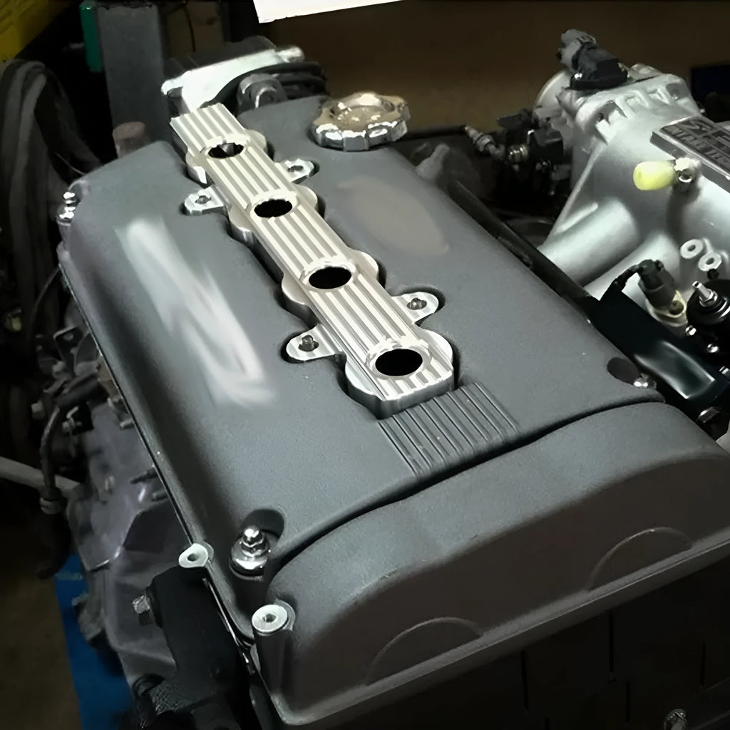 Aluminium alloy engine cover in blue, red, and silver colour options
