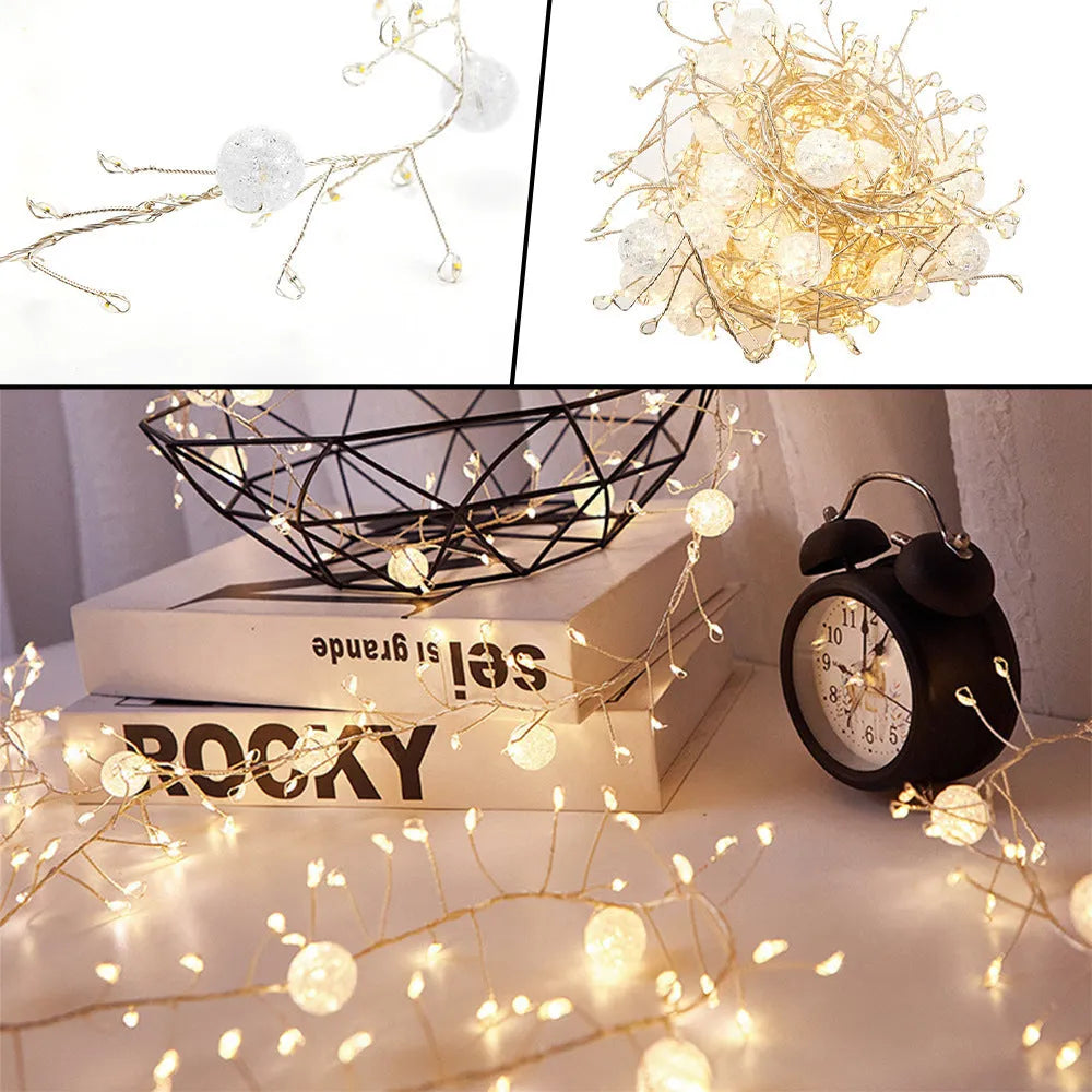 400LED 6-metre plug-in indoor fairy string lights with flower-shaped bulbs, IP66 protection