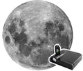 Aurora Moon Galaxy Projection Lamp in plastic casing with 6.1cm dimensions, battery-powered, projecting a galaxy pattern onto a wall.