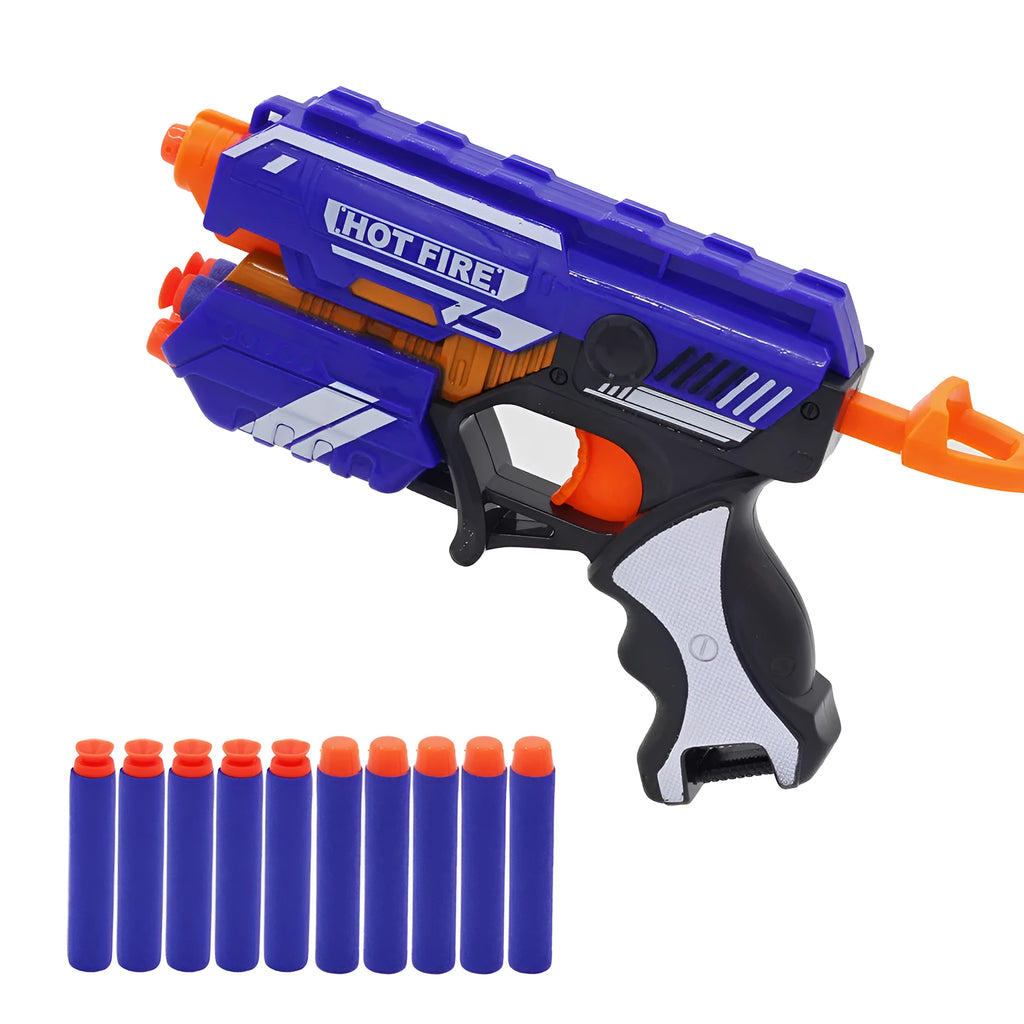 Blue plastic manual soft bullet sniper toy gun for teenagers aged 7-14 years with 10 toy bullets