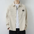 Men's corduroy casual jacket in cardigan style with long sleeves