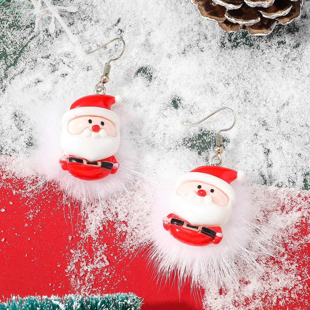 Acrylic drop earrings with Christmas snowflake and elk motifs in colour A23572