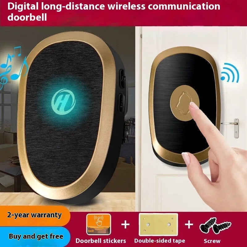 Black Gold wireless doorbell receiver and waterproof outdoor button for villa use