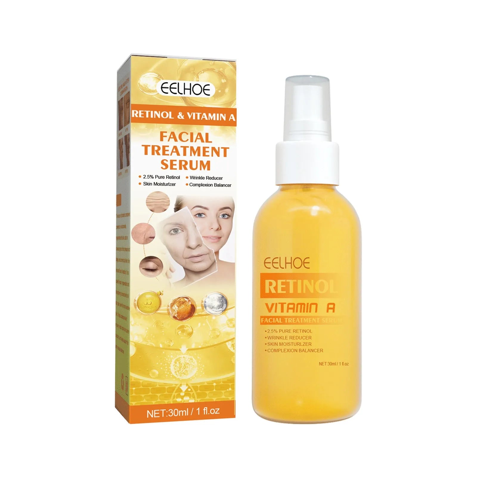 30ml retinol anti-wrinkle essence spray in box for fine line treatment and skin elasticity