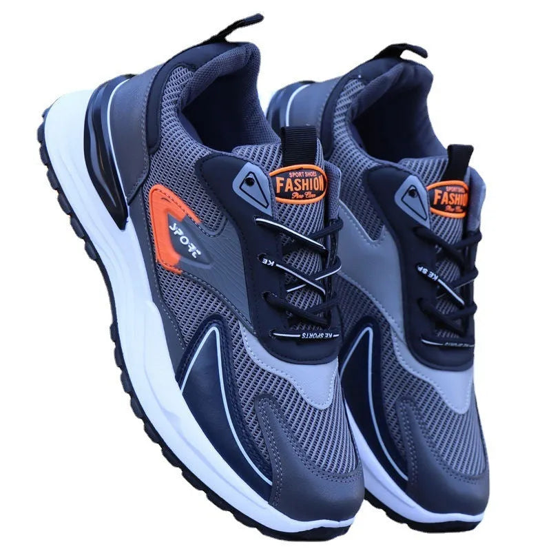 Men's running casual shoes breathable Flyknit upper low top black white gray available sizes 39 to 44