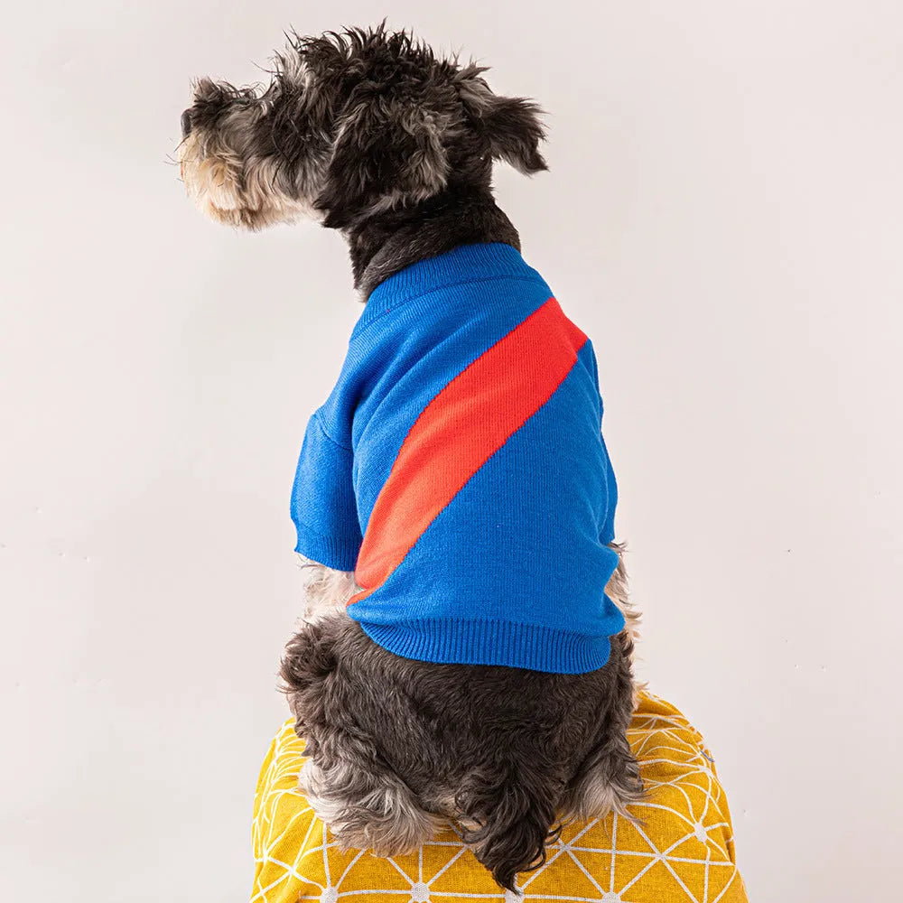 Wool pet sweater for dogs in multiple colours including sapphire blue and orange red