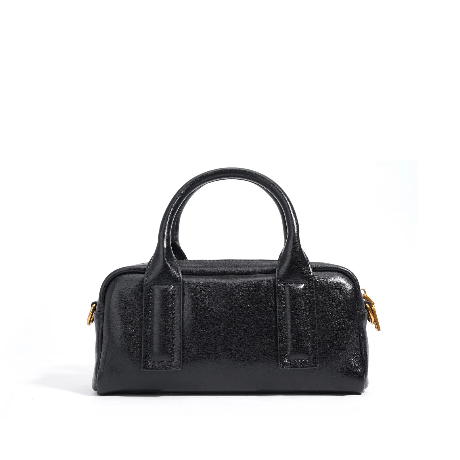 Soft first layer cowhide genuine leather crossbody handbag in brown with sewing line detail and sandwich pocket