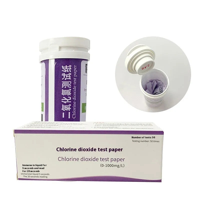 Bottle of 50 chlorine dioxide test papers for waste water concentration detection 0-1000mg/L