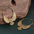 Vintage owl metal badge earrings in silver and gold with electroplating finish