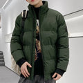 Thick cotton-padded jacket for men, loose fit, polyester, black colour, front view
