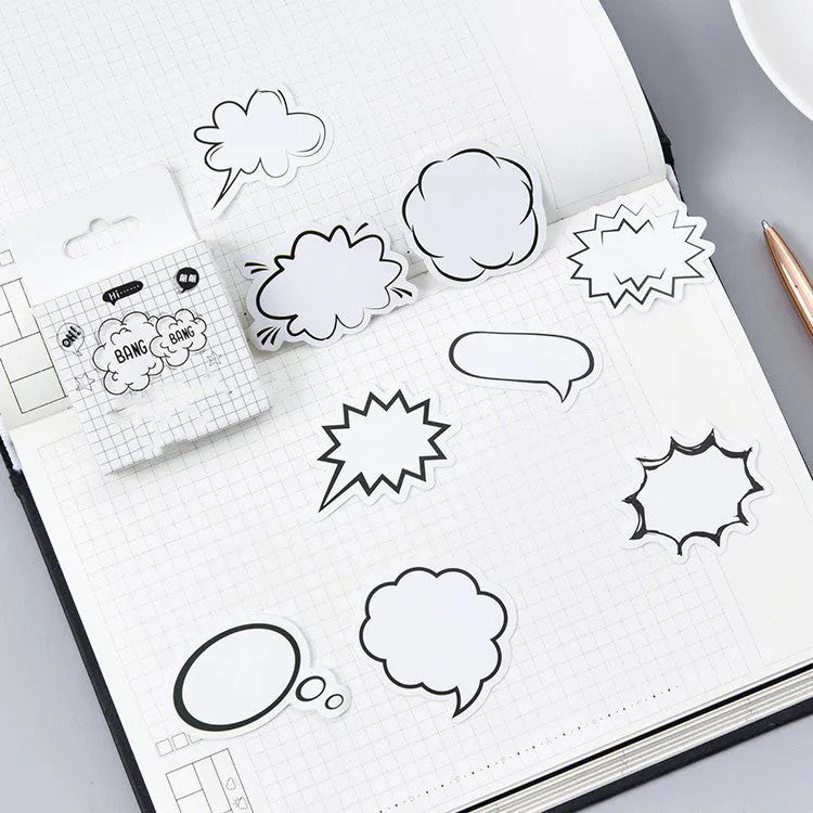Momo original boxed stickers with black and white bubble design for hand account decoration